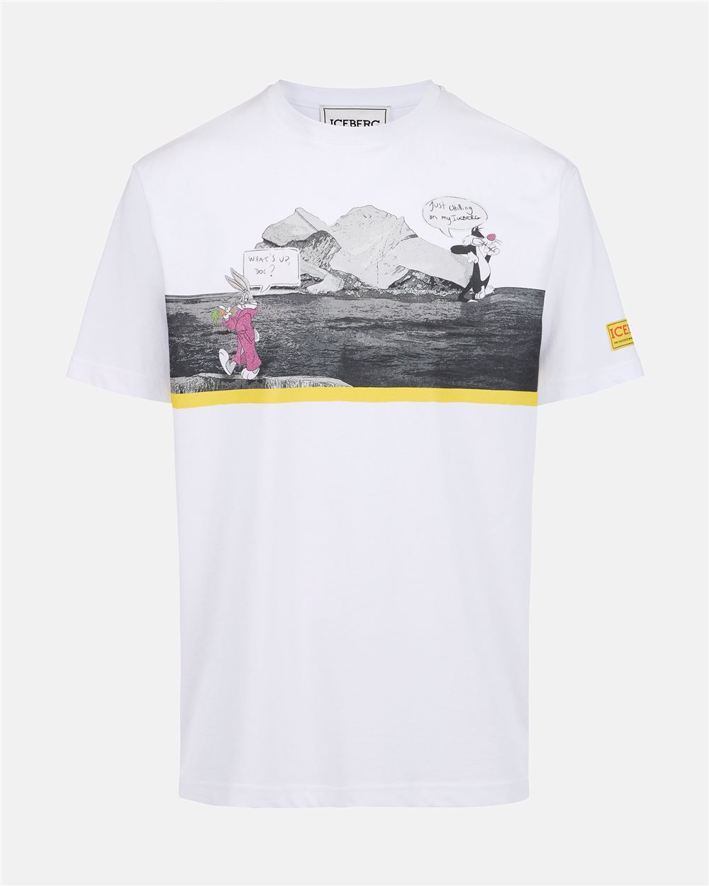 White regular fit cotton jersey T-shirt with Iceberg logo - Iceberg - Official Website