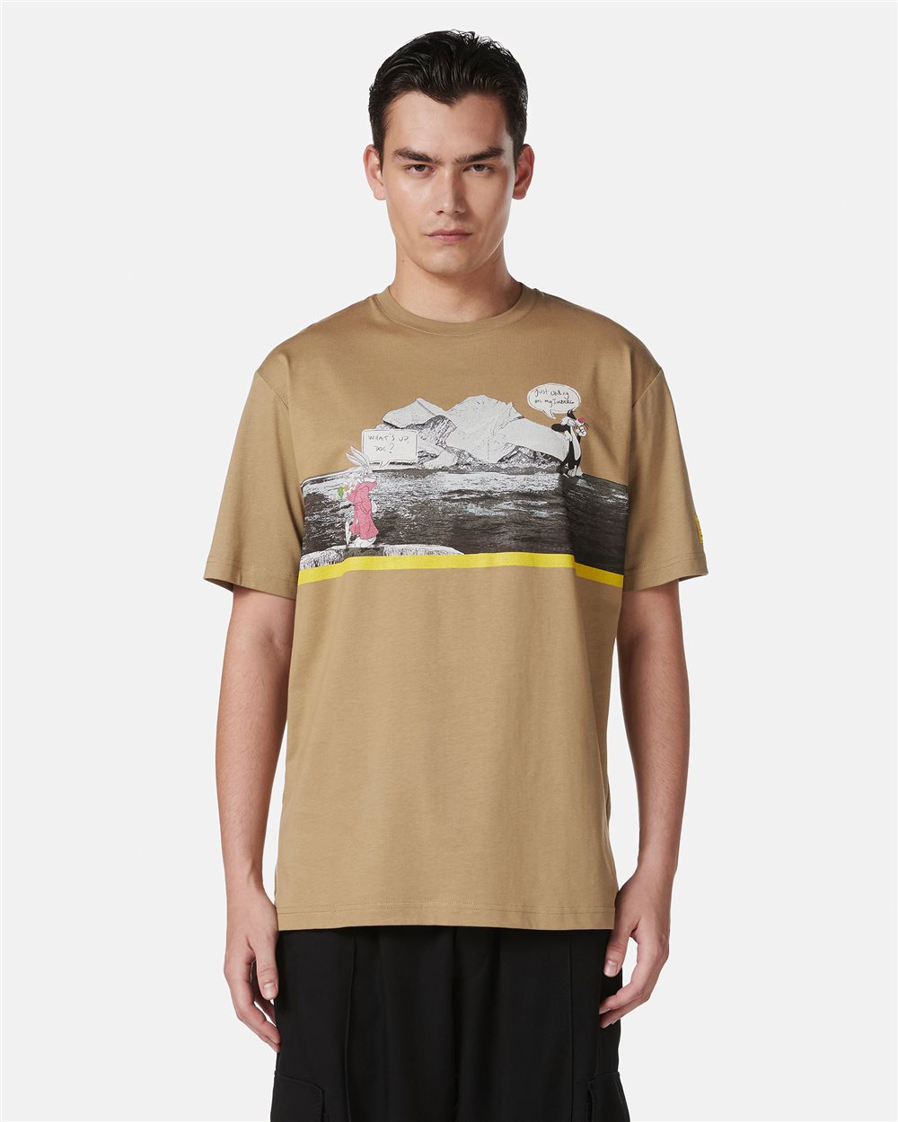 T-shirt color fango regular fit in jersey di cotone con logo Iceberg - Iceberg - Official Website
