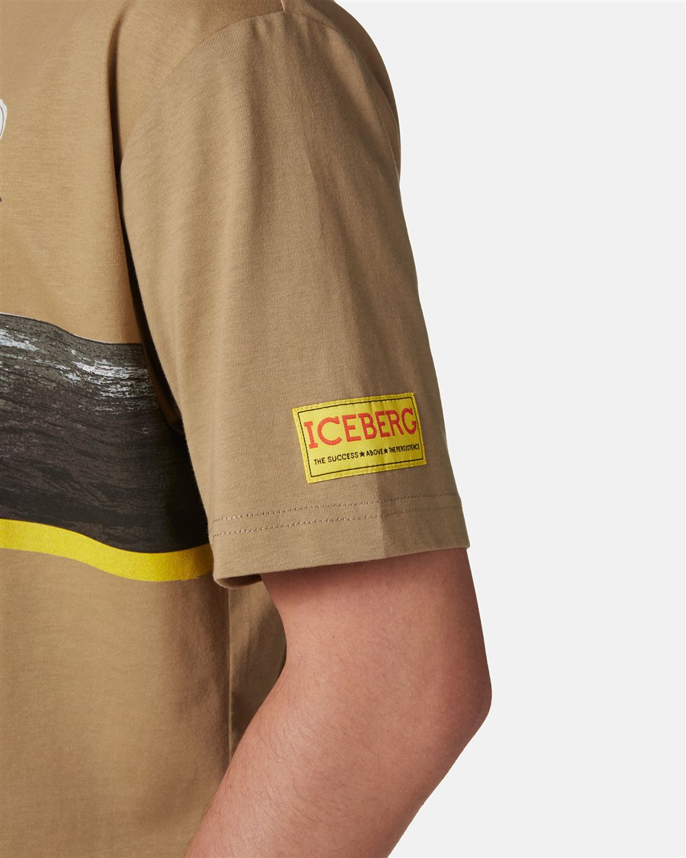 T-shirt color fango regular fit in jersey di cotone con logo Iceberg - Iceberg - Official Website