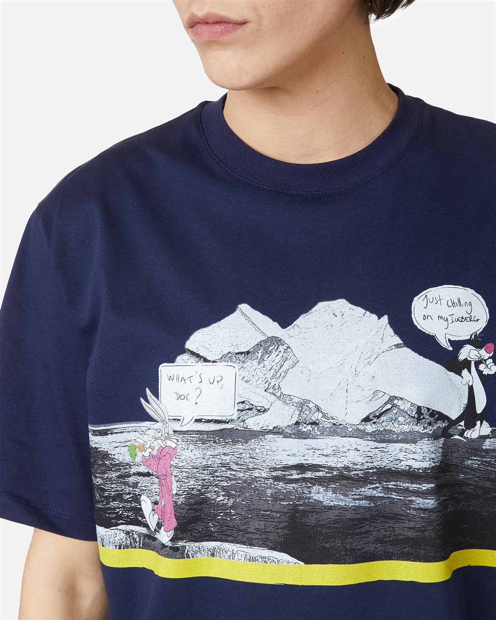 Blue regular fit cotton jersey T-shirt with Iceberg logo - Iceberg - Official Website