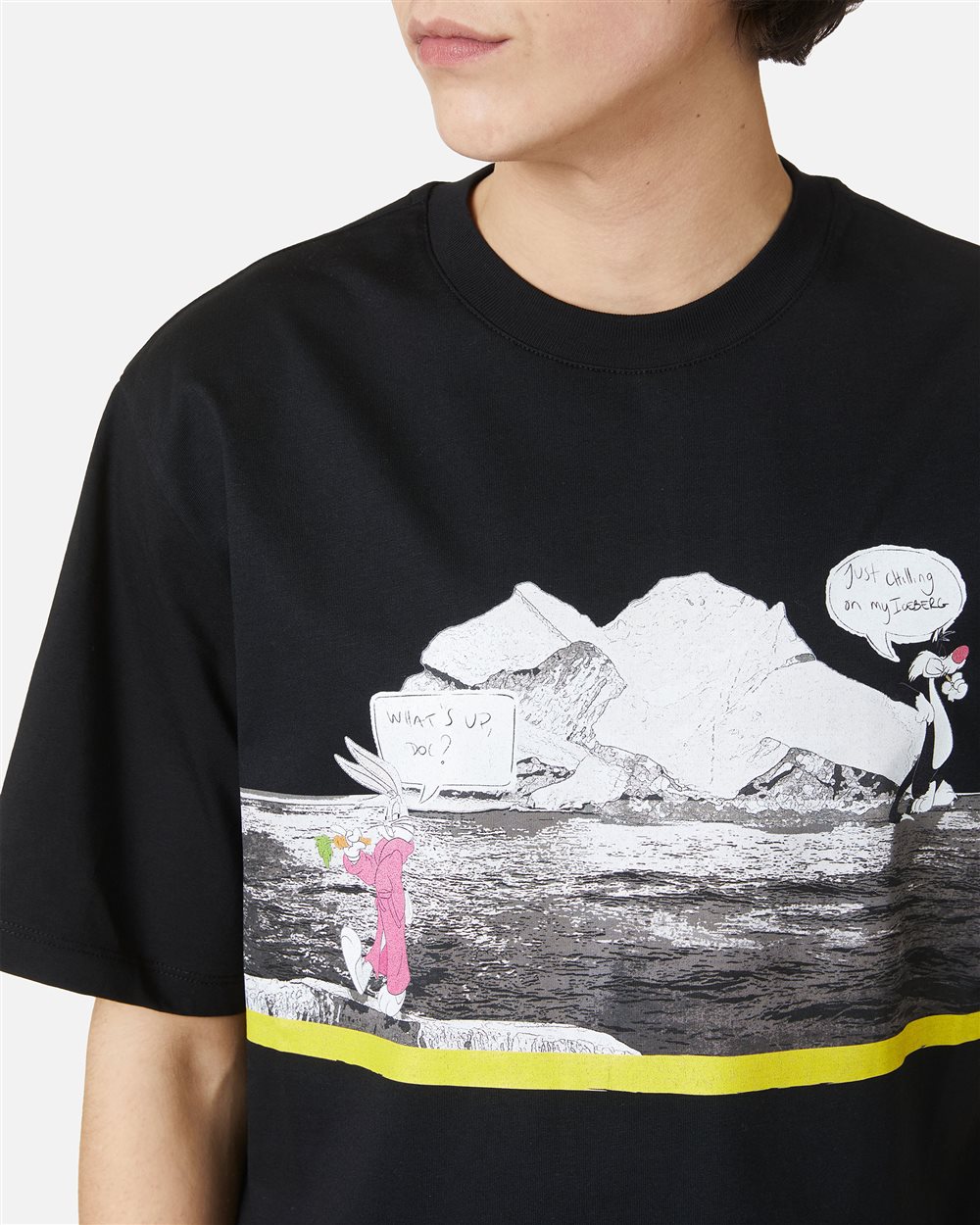 Black regular fit cotton jersey T-shirt with Iceberg logo - Iceberg - Official Website