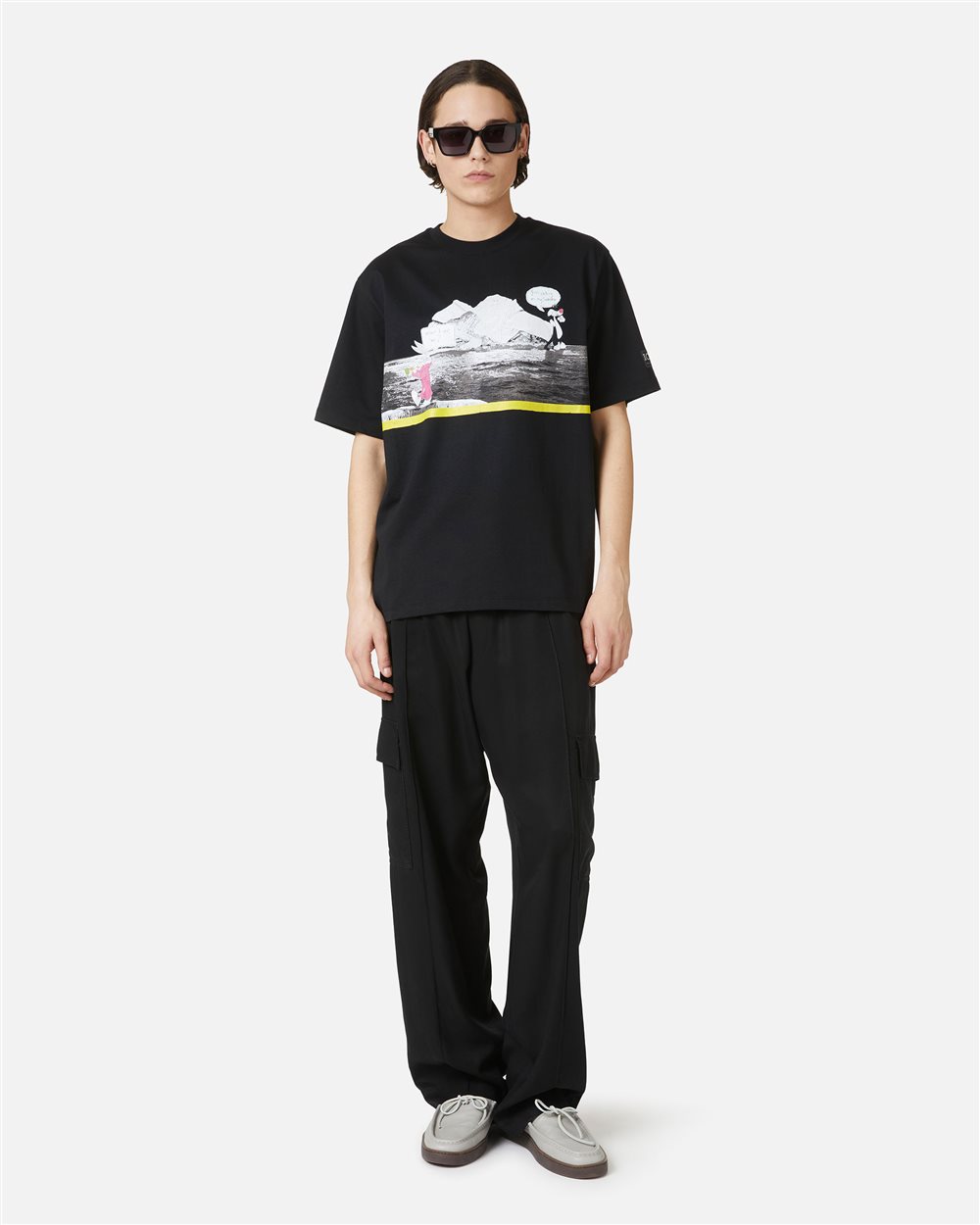 Black regular fit cotton jersey T-shirt with Iceberg logo - Iceberg - Official Website