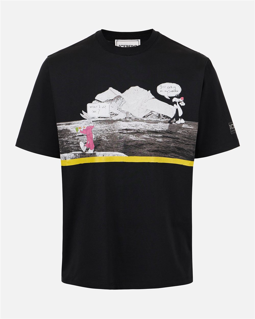 Black regular fit cotton jersey T-shirt with Iceberg logo - Iceberg - Official Website