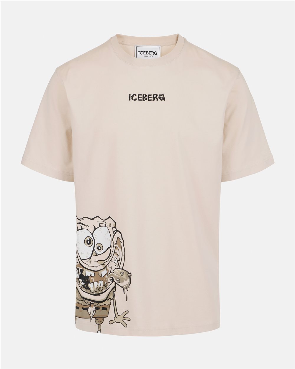 Puderfarbenes T-Shirt im Regular Fit aus Jersey mit Spongebob-Print - Iceberg - Official Website