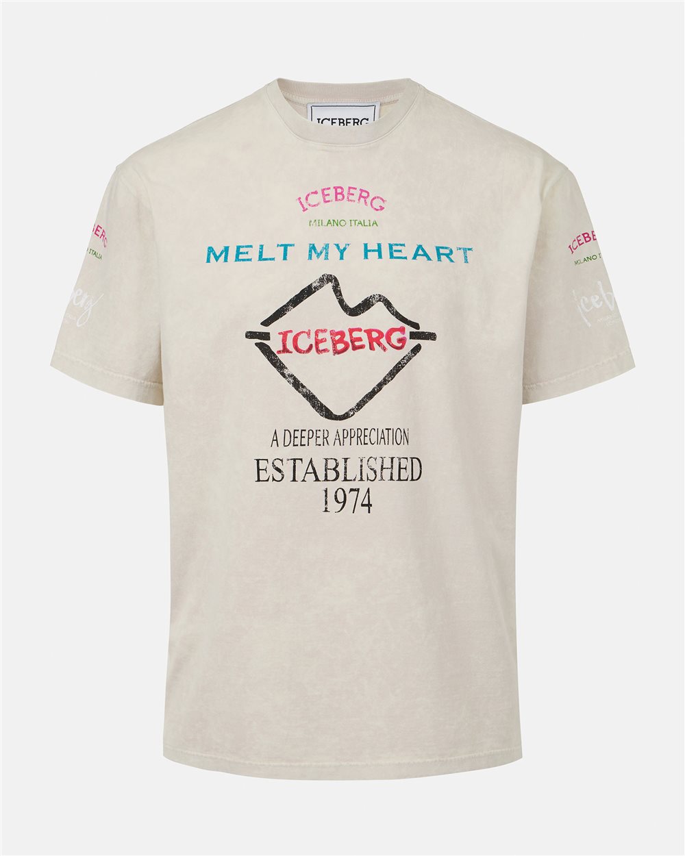 Relaxed fit dusty-colored cotton jersey T-shirt - Iceberg - Official Website