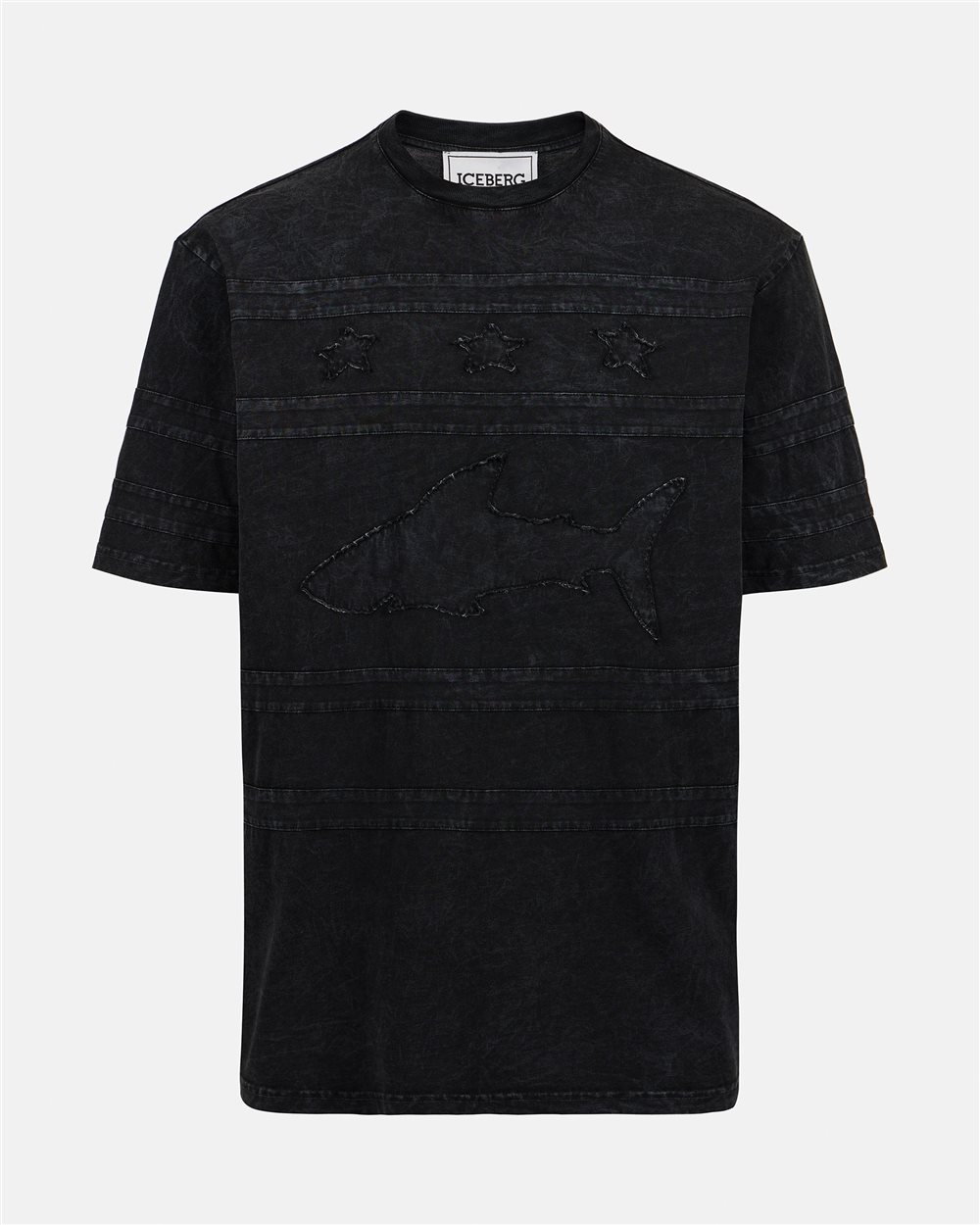Relaxed fit black T-shirt in dyed cotton jersey - Iceberg - Official Website