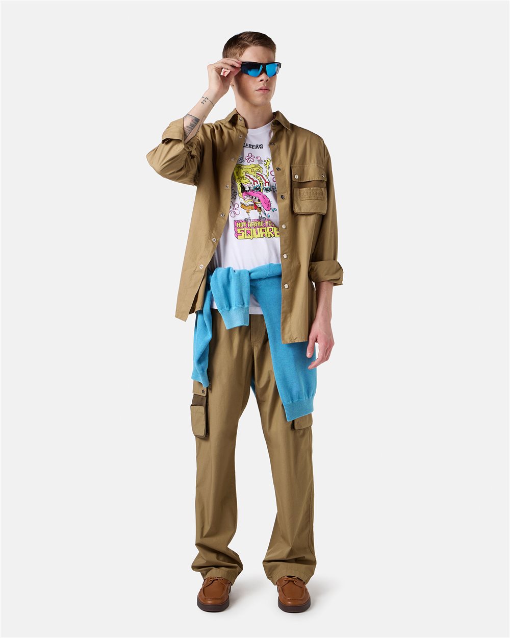 T-shirt bianca regular fit con stampa SpongeBob - Iceberg - Official Website