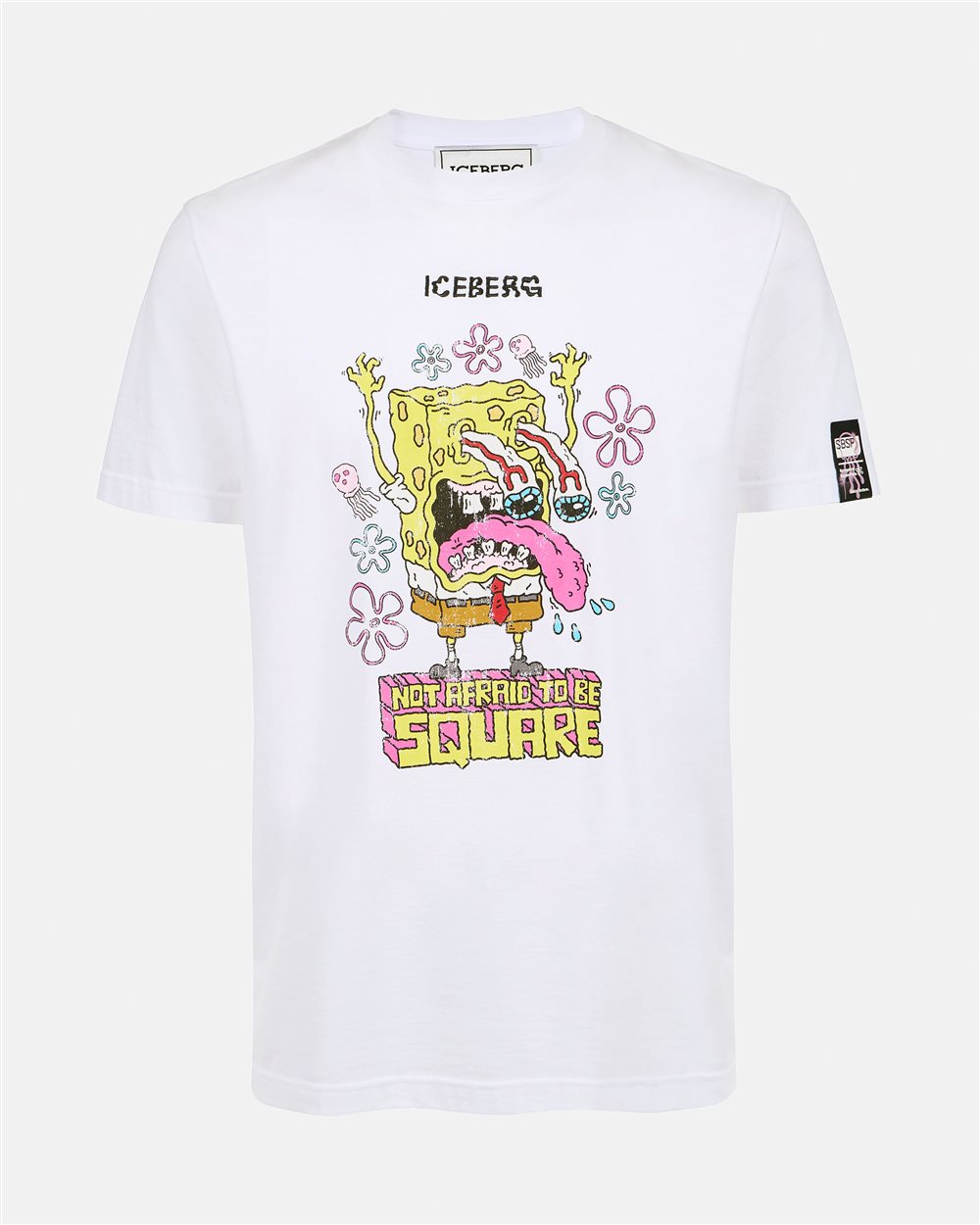 T-shirt bianca regular fit con stampa SpongeBob - Iceberg - Official Website