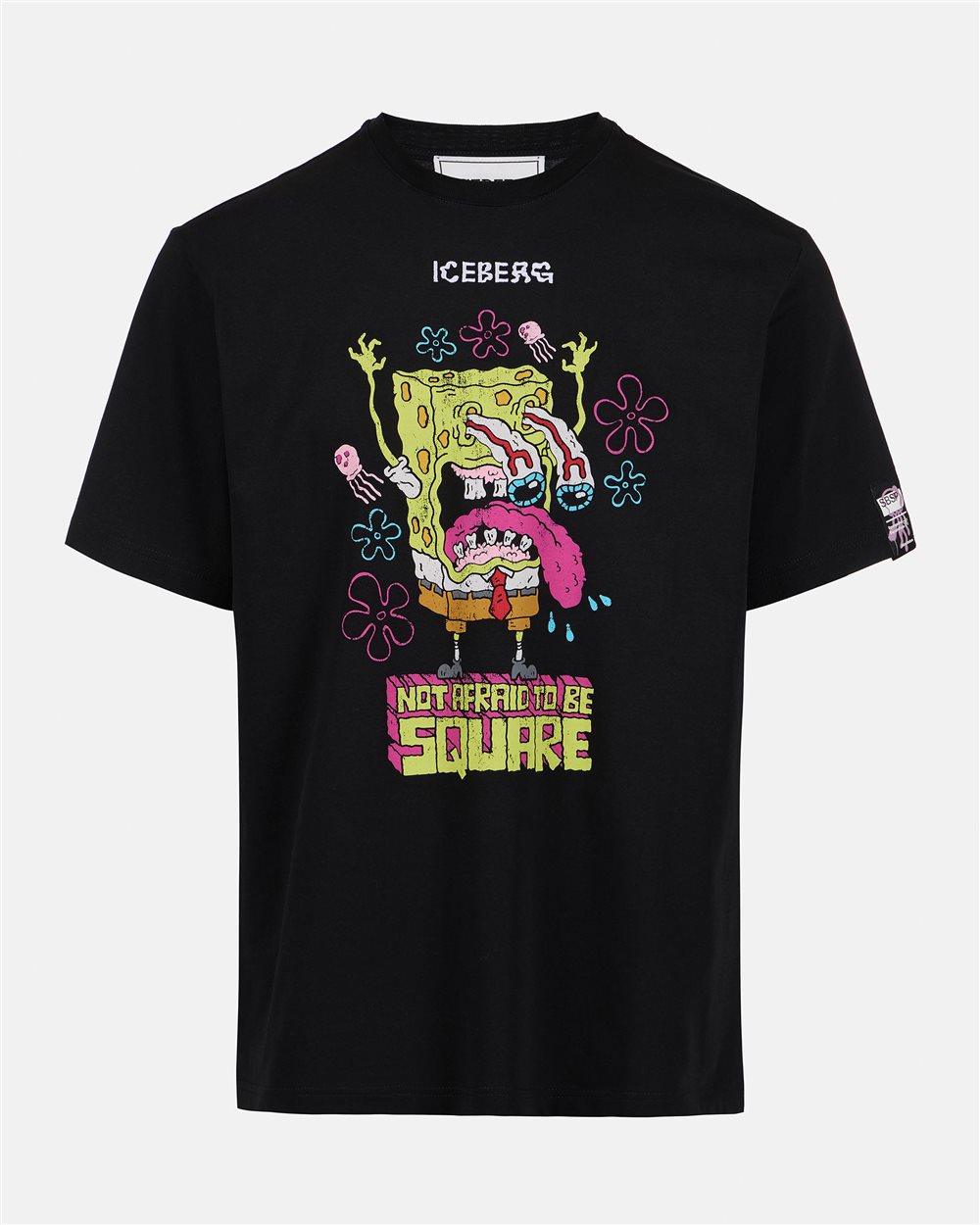 Schwarzes T-Shirt im Regular Fit mit Spongebob-Print - Iceberg - Official Website