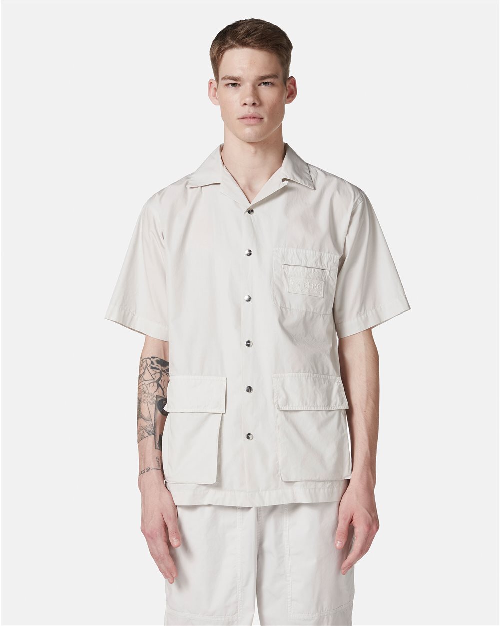 Powder-colored shirt, short sleeve, regular fit - Iceberg - Official Website