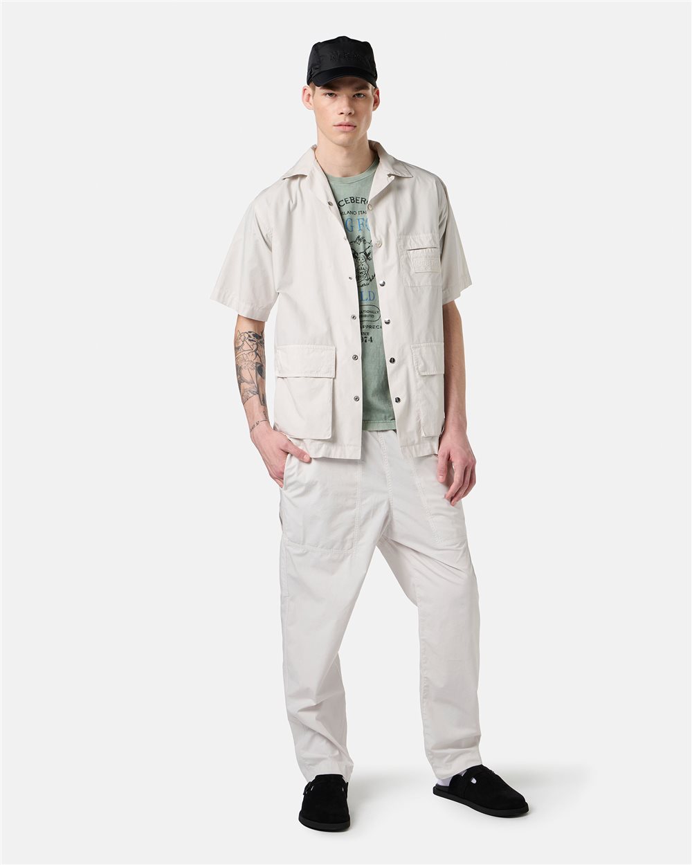 Powder-colored shirt, short sleeve, regular fit - Iceberg - Official Website