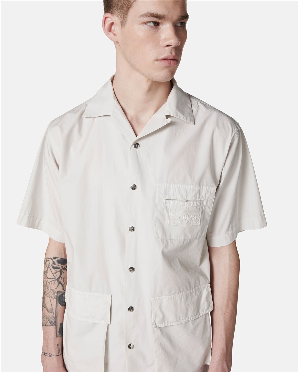 Powder-colored shirt, short sleeve, regular fit - Iceberg - Official Website