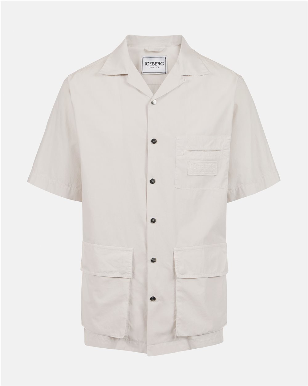 Powder-colored shirt, short sleeve, regular fit - Iceberg - Official Website