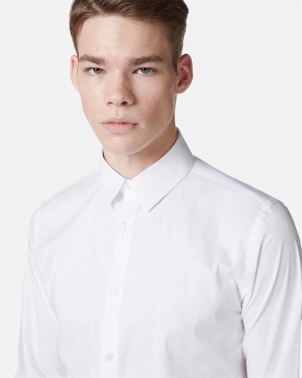 White slim fit long sleeve shirt with Iceberg patch - Iceberg - Official Website