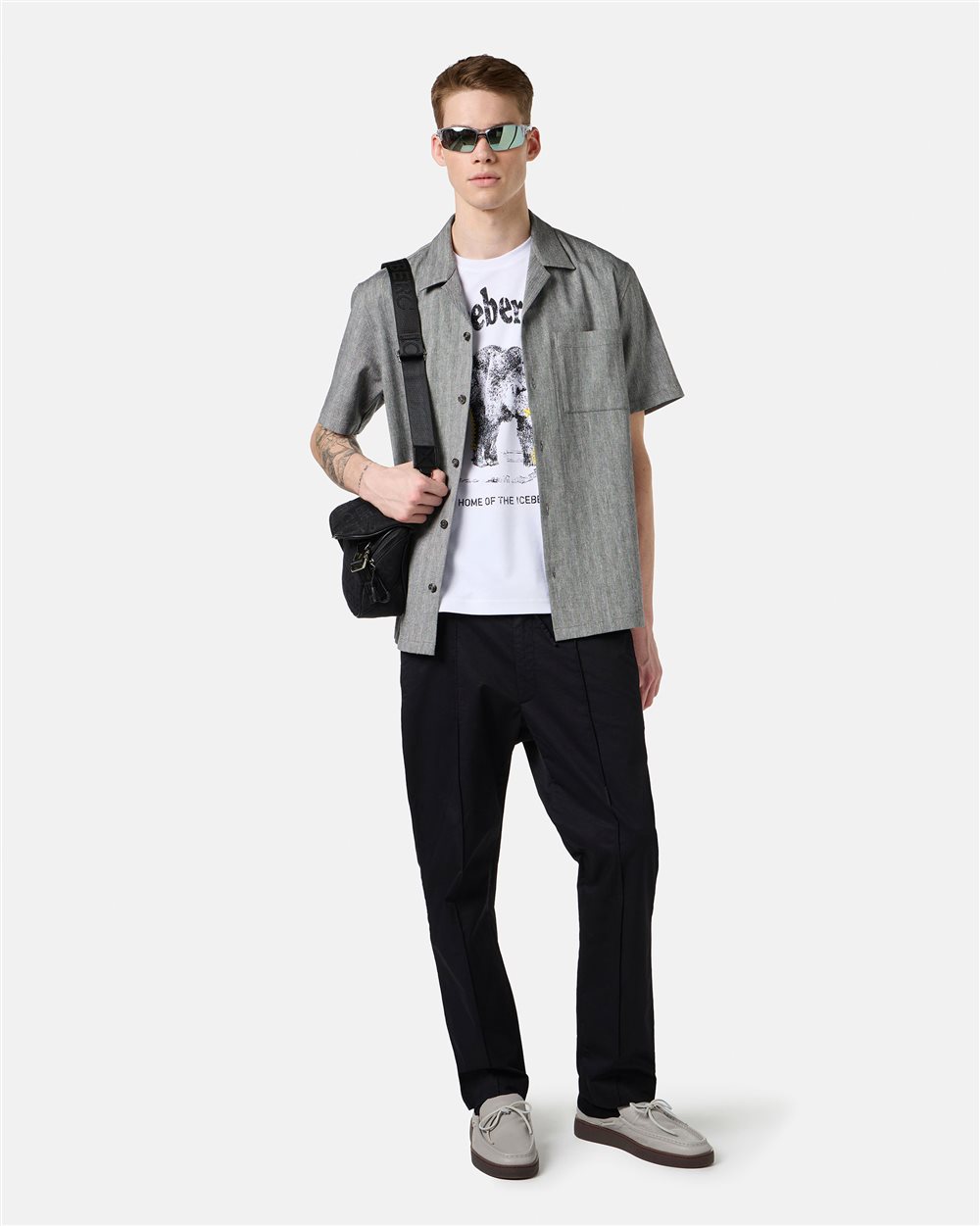 New Fit Black and White Short Sleeve Shirt - Iceberg - Official Website
