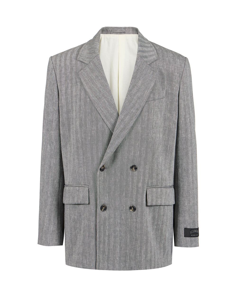 Black and White Double Breasted Regular Fit Jacket - Iceberg - Official Website
