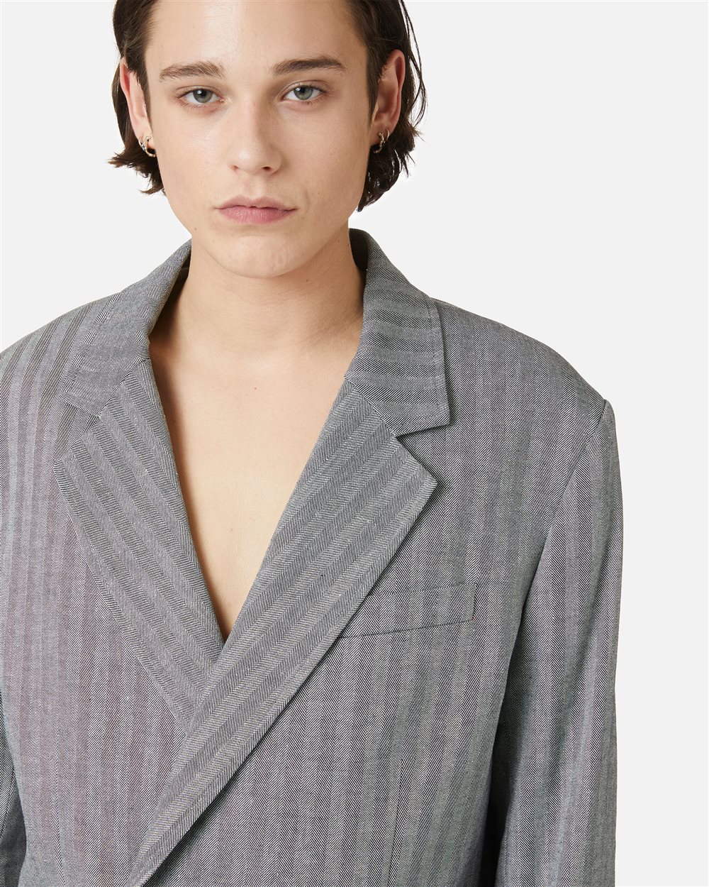 Black and White Double Breasted Regular Fit Jacket - Iceberg - Official Website