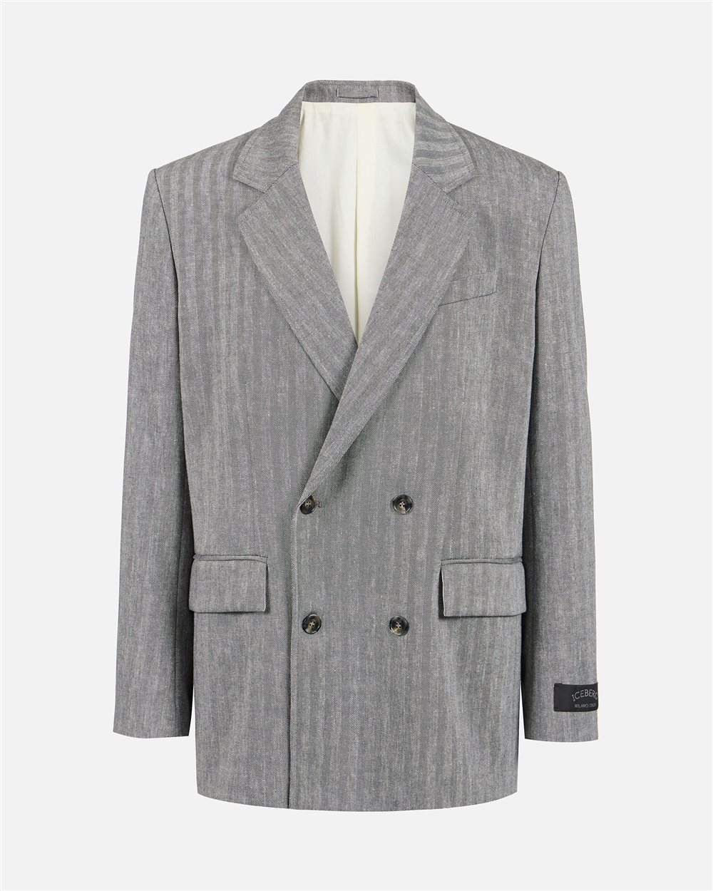 Black and White Double Breasted Regular Fit Jacket - Iceberg - Official Website
