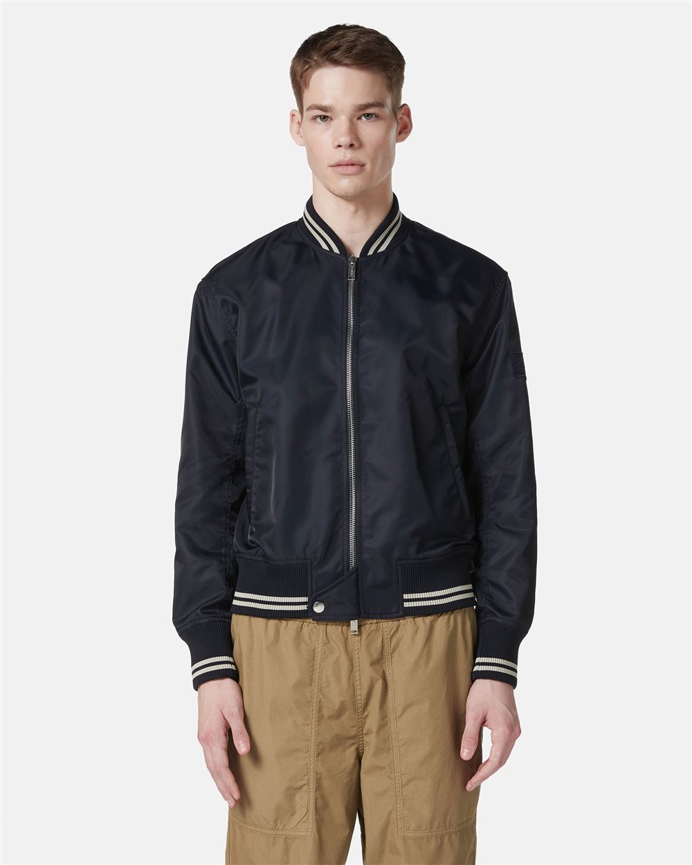 Regular-fit blue jacket in recycled polyester with GRS certification - Iceberg - Official Website