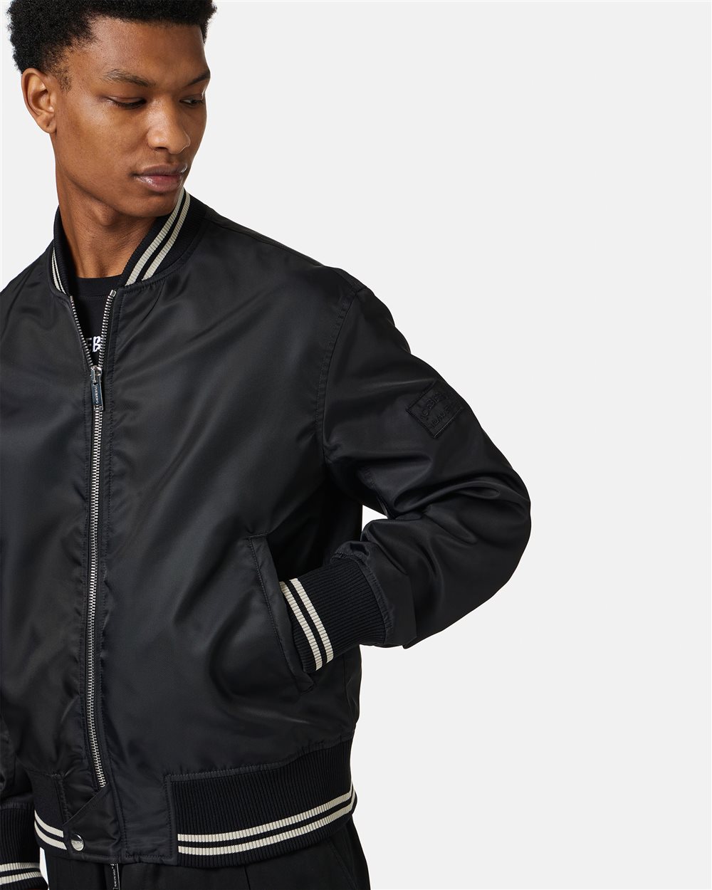 Regular-fit black jacket in recycled polyester with GRS certification - Iceberg - Official Website