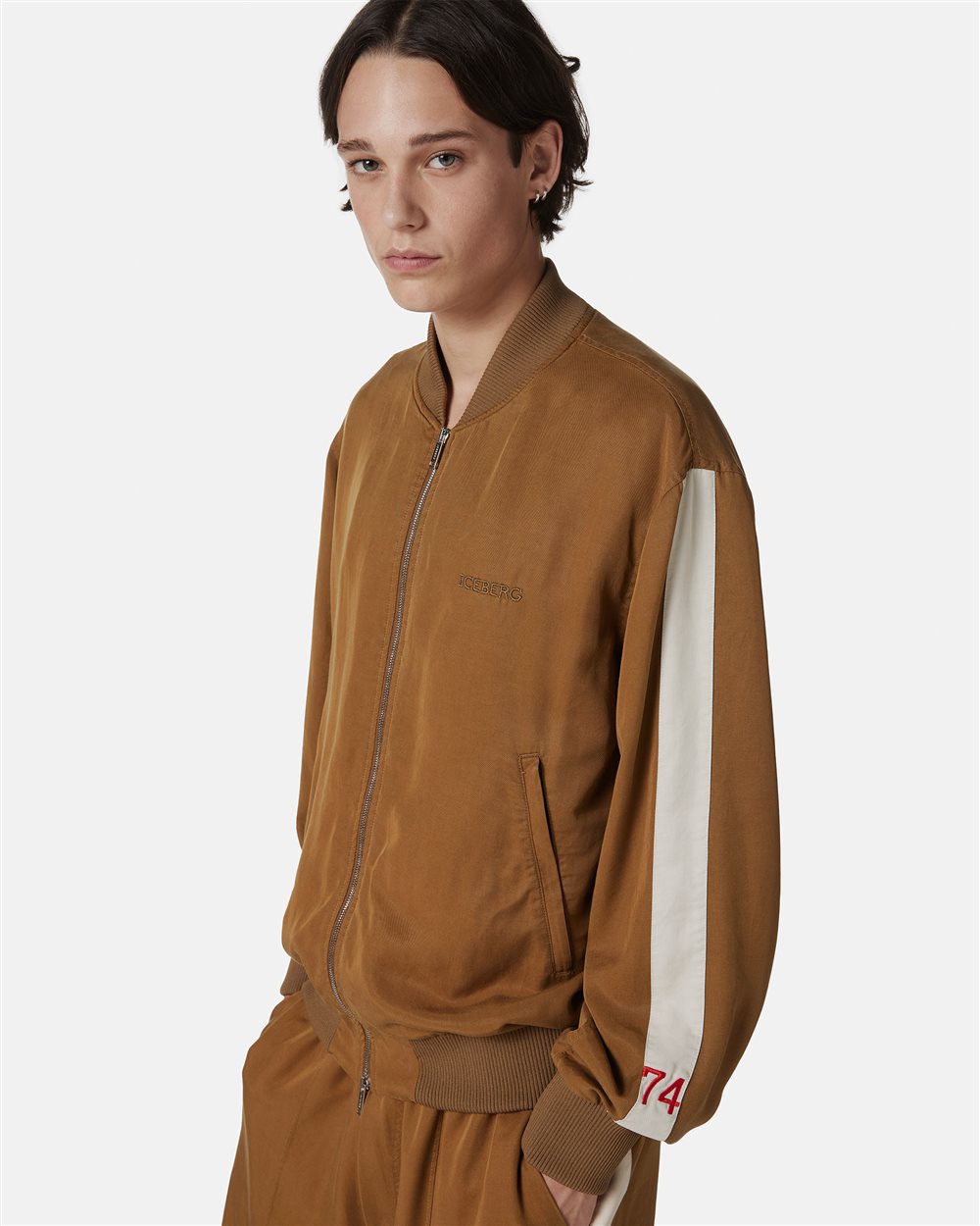 Regular fit oil-colored jacket in Tencel fabric - Iceberg - Official Website
