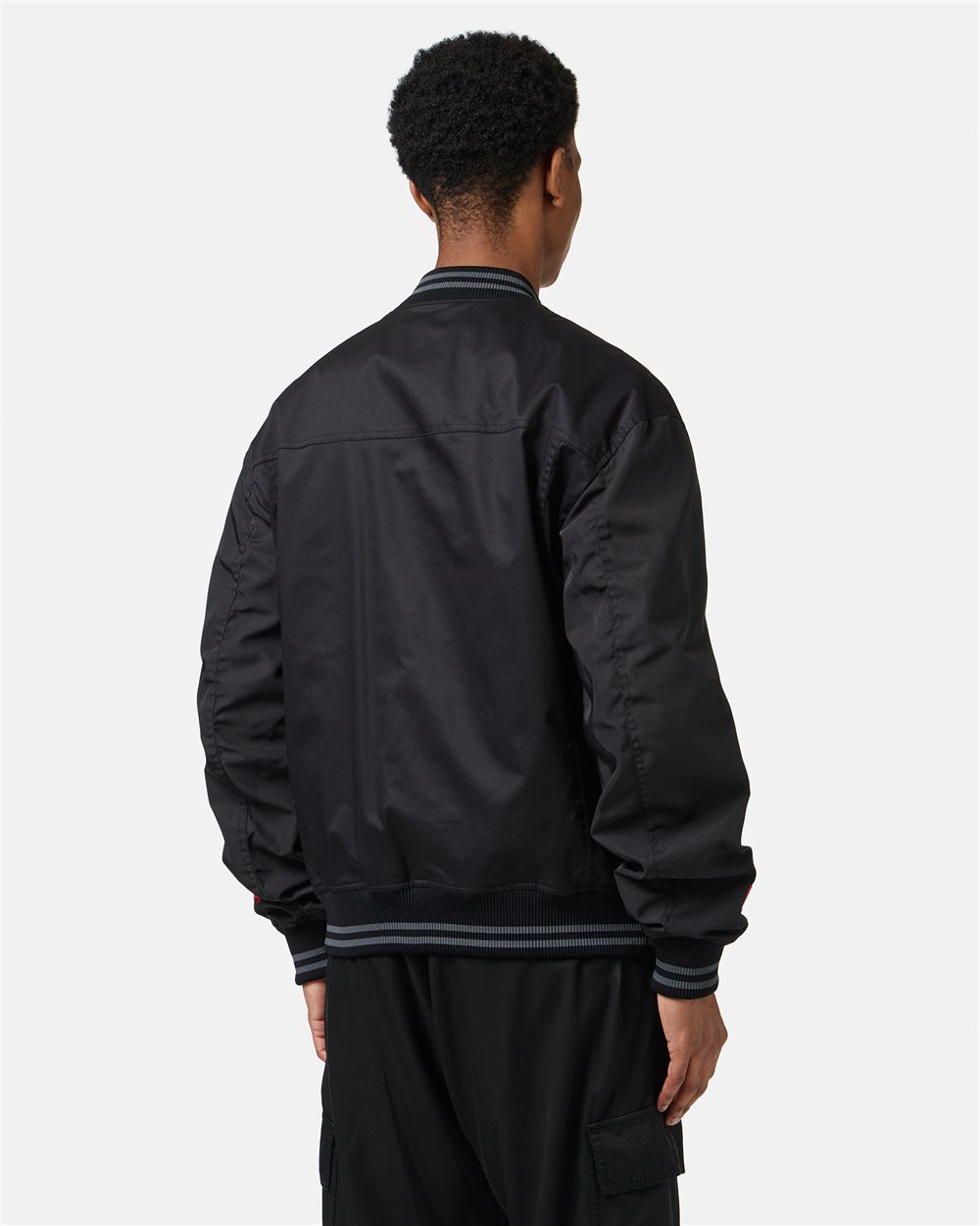 Black regular fit jacket in gabardine with contrasting sleeves - Iceberg - Official Website