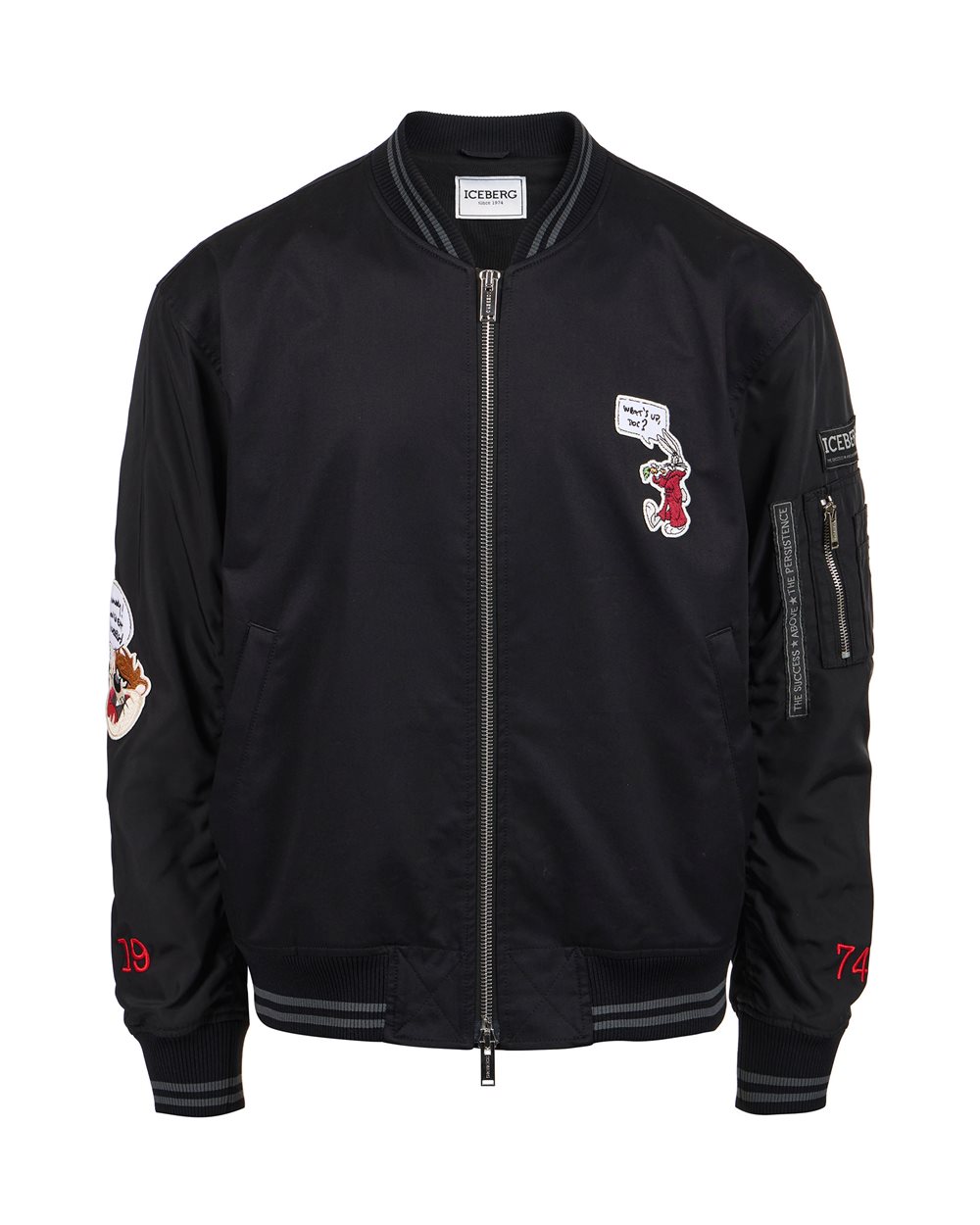 Regular fit black jacket in gabardine with Looney Tunes themed details - Iceberg - Official Website