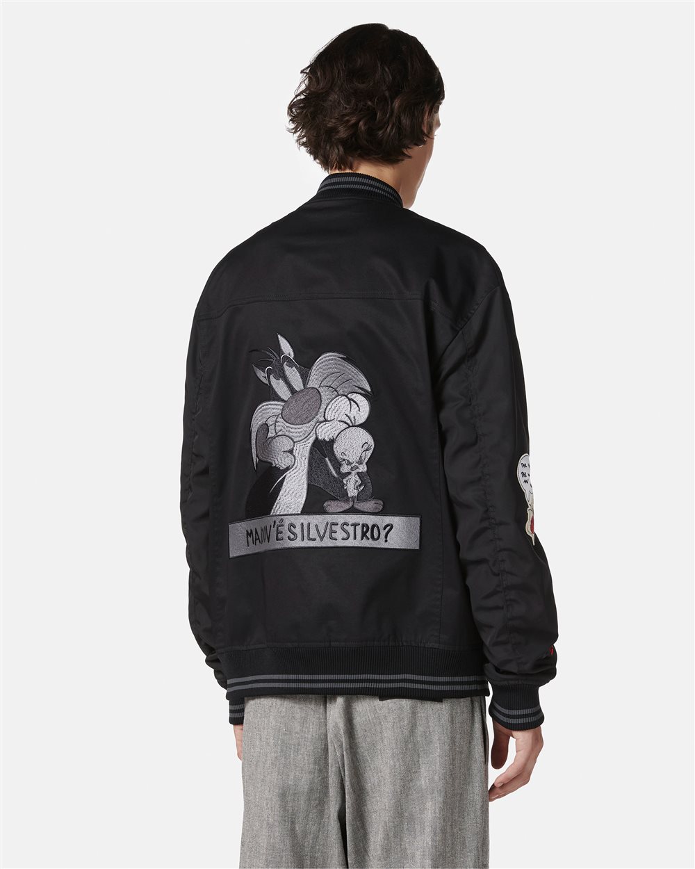 Regular fit black jacket in gabardine with Looney Tunes themed details - Iceberg - Official Website