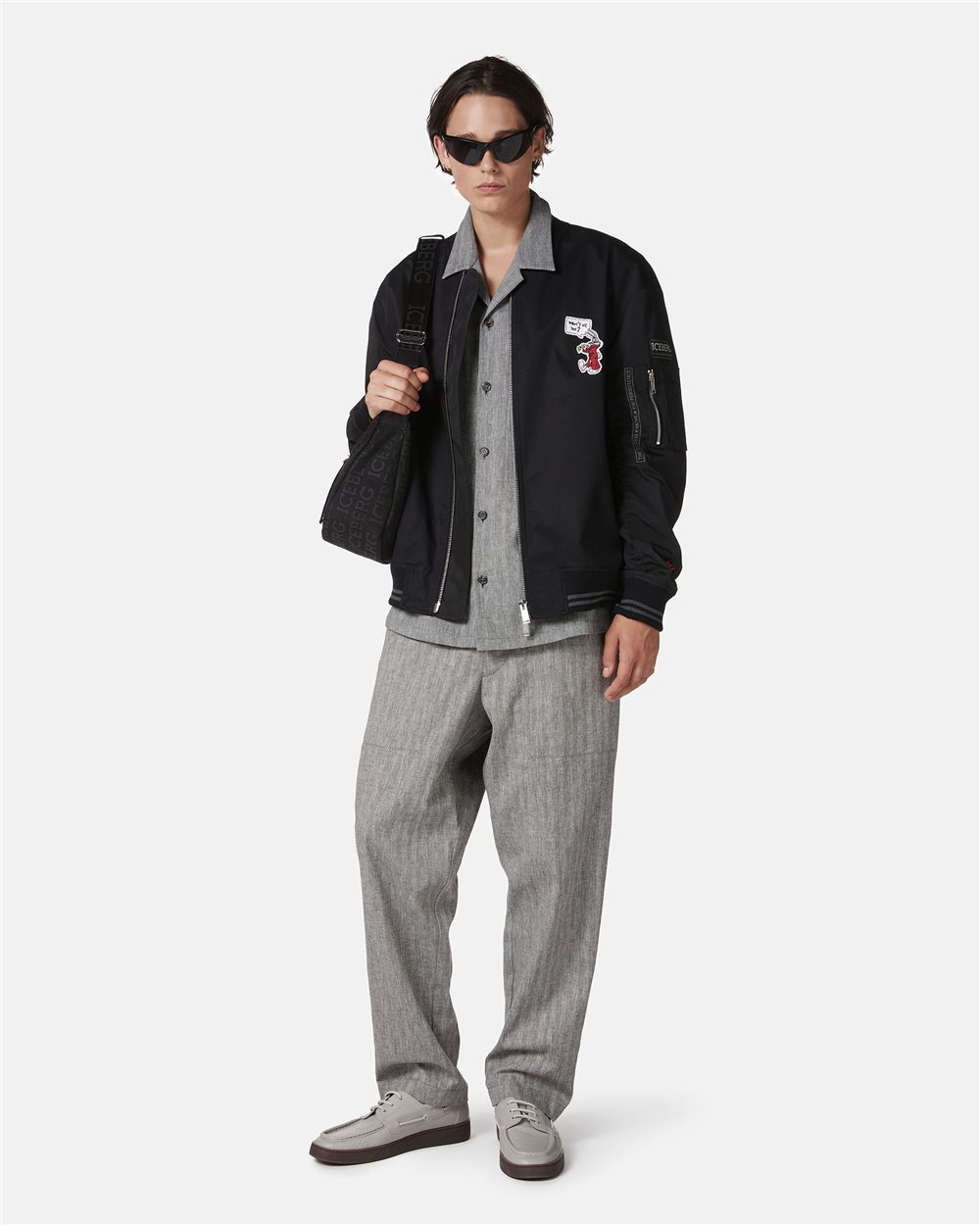 Regular fit black jacket in gabardine with Looney Tunes themed details - Iceberg - Official Website