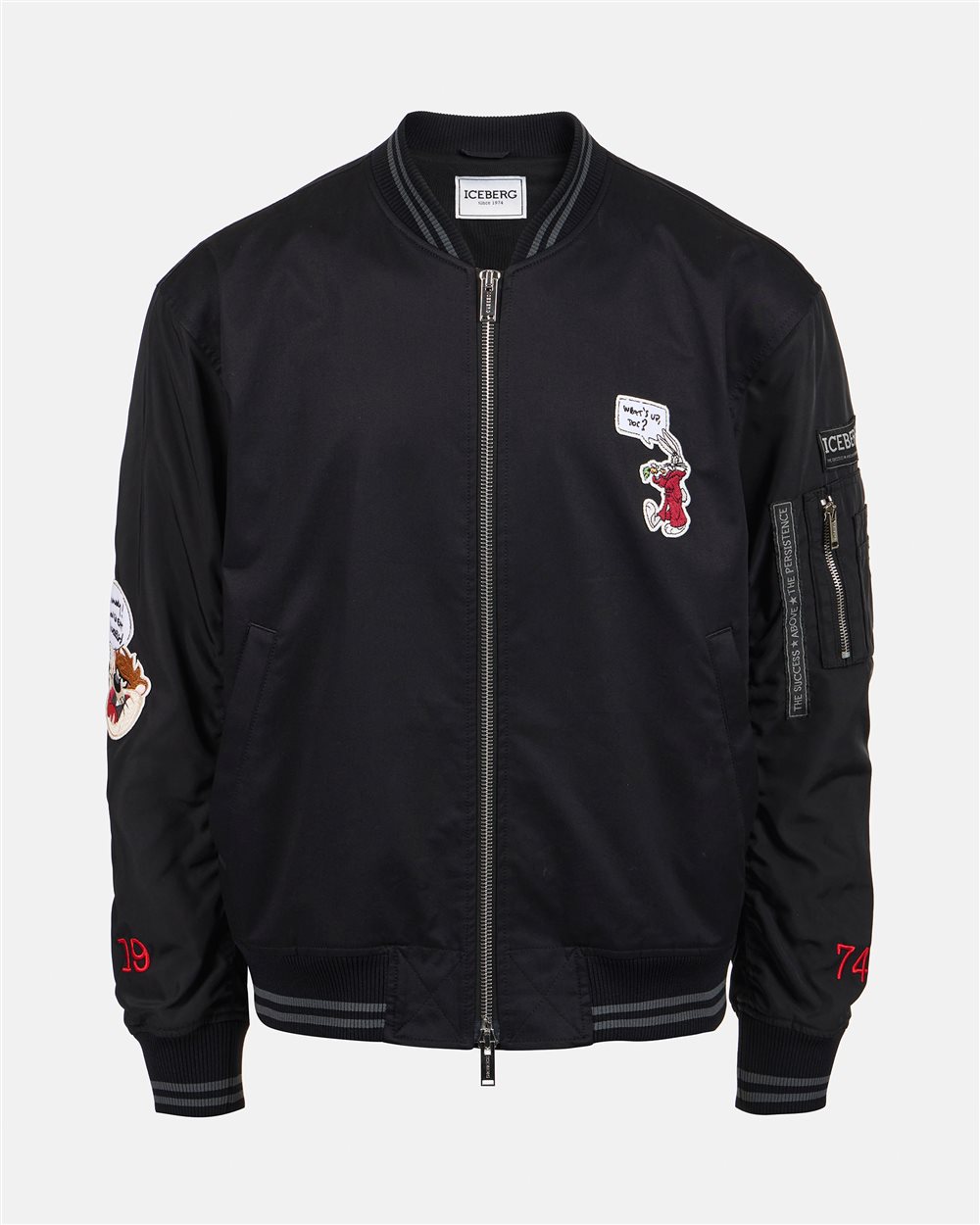 Regular fit black jacket in gabardine with Looney Tunes themed details - Iceberg - Official Website