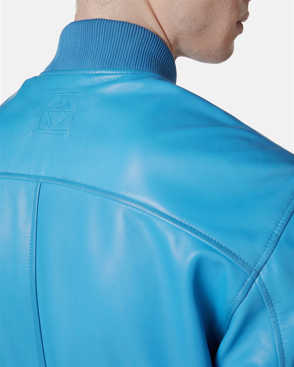 Cobalt nappa jacket with shading treatment and logo - Iceberg - Official Website