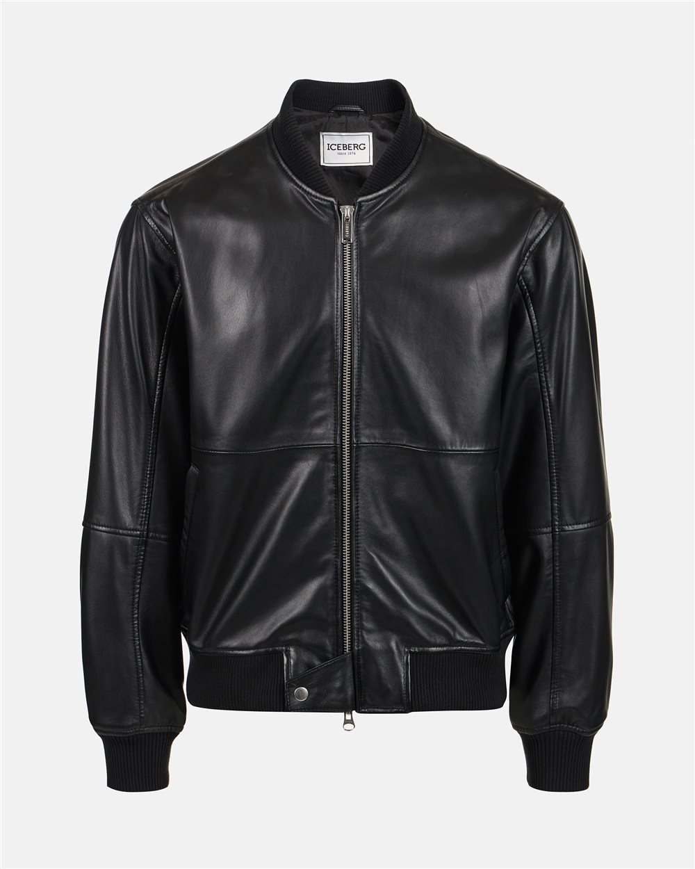 Giubbotto in nappa nero con trattamento ombreggiatura e logo - Iceberg - Official Website