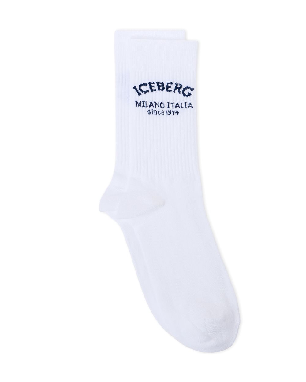White cotton sock with piquet logo Iceberg Milano Italia Since 1974 - Iceberg - Official Website
