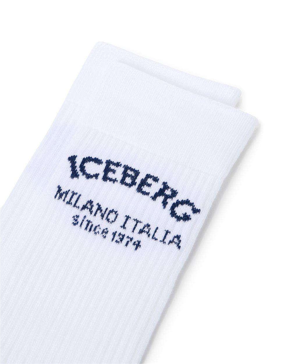 White cotton sock with piquet logo Iceberg Milano Italia Since 1974 - Iceberg - Official Website