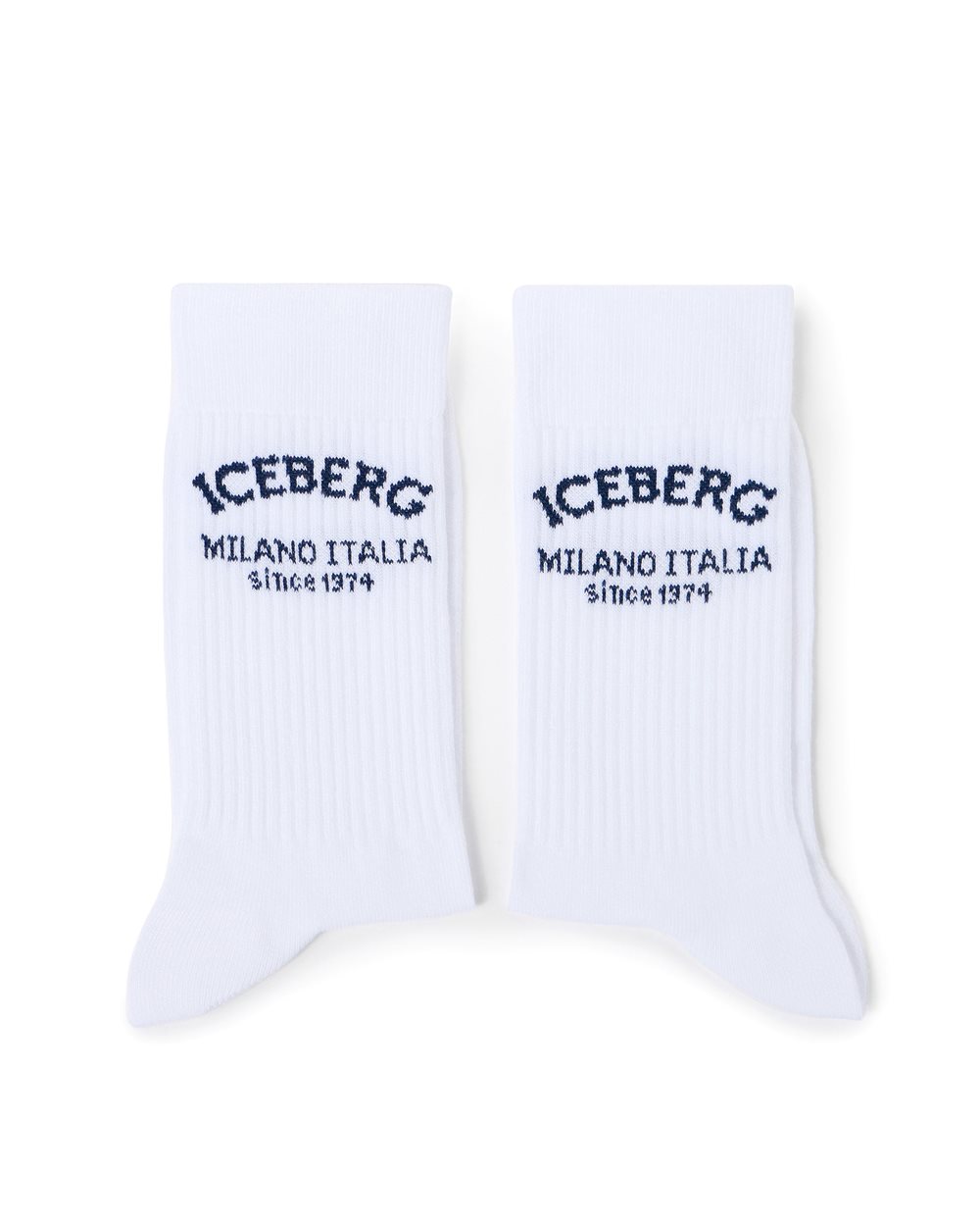 White cotton sock with piquet logo Iceberg Milano Italia Since 1974 - Iceberg - Official Website