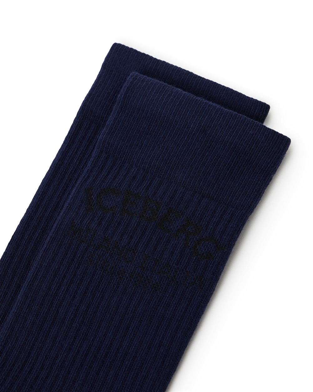 Blue cotton sock with piquet logo Iceberg Milano Italia Since 1974 - Iceberg - Official Website