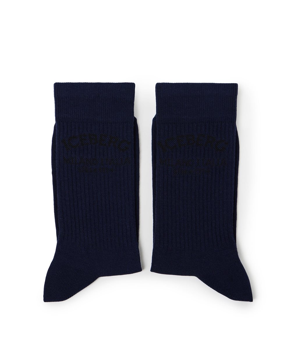 Blue cotton sock with piquet logo Iceberg Milano Italia Since 1974 - Iceberg - Official Website