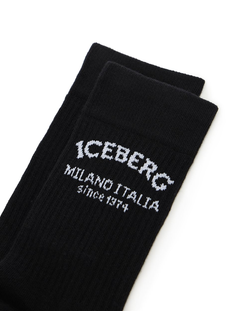 Black cotton sock with piquet logo Iceberg Milano Italia Since 1974 - Iceberg - Official Website