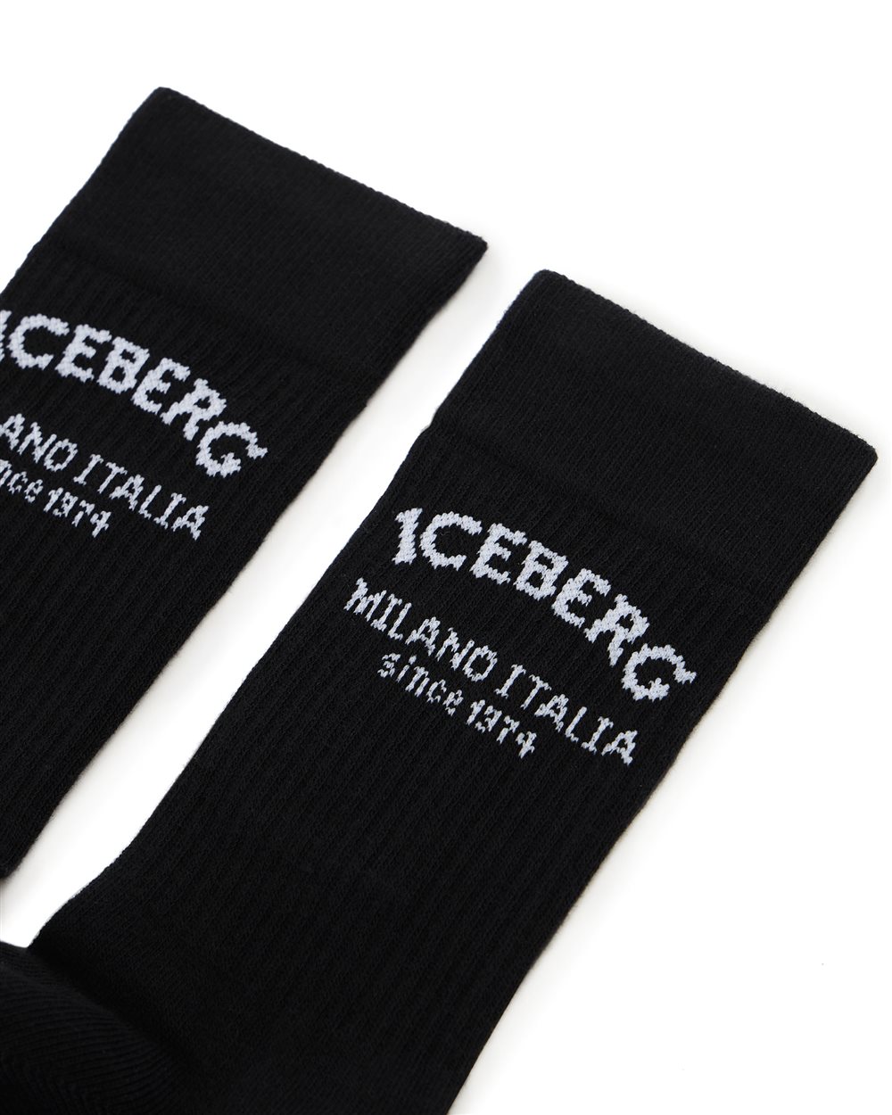 Black cotton sock with piquet logo Iceberg Milano Italia Since 1974 - Iceberg - Official Website