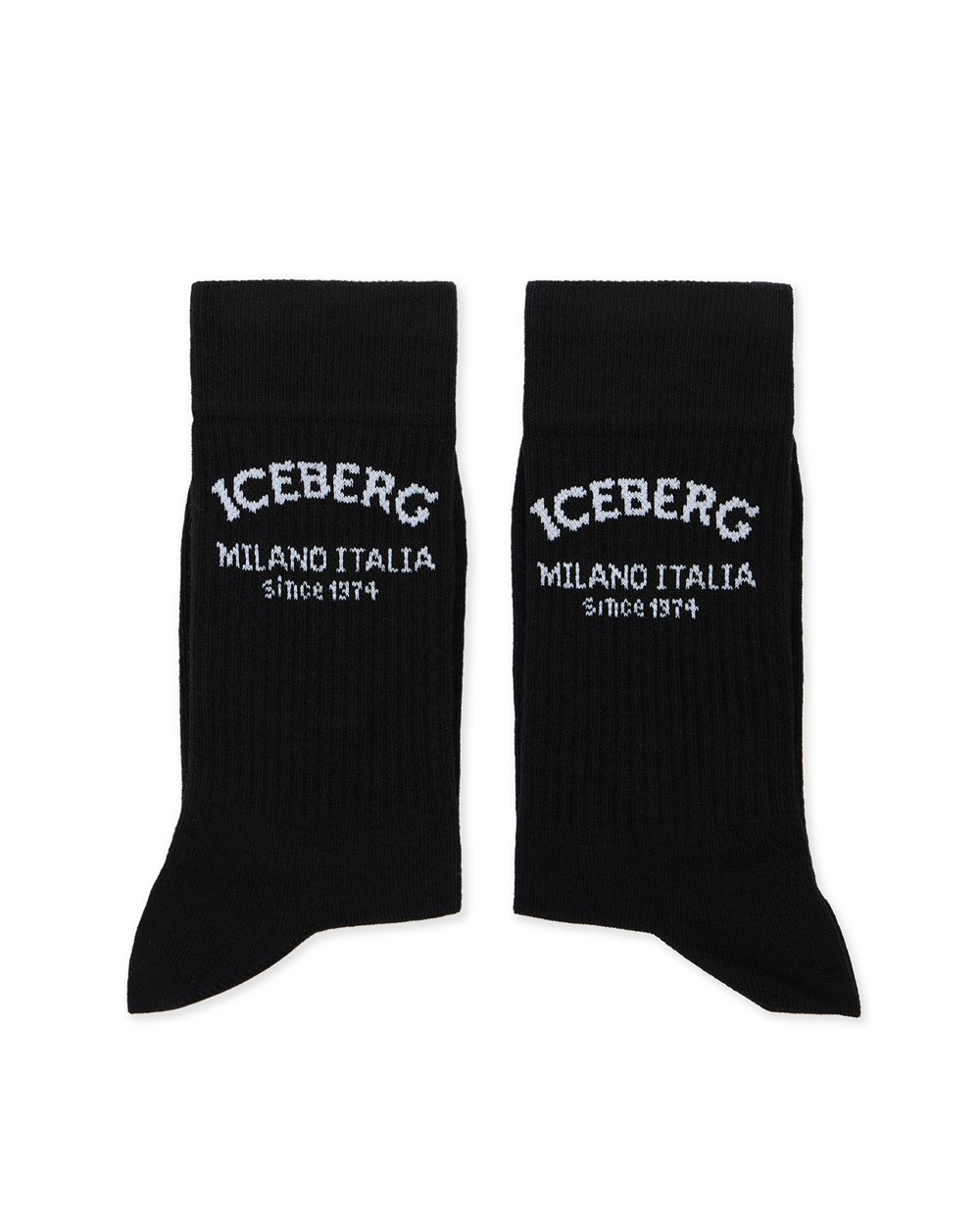 Black cotton sock with piquet logo Iceberg Milano Italia Since 1974 - Iceberg - Official Website