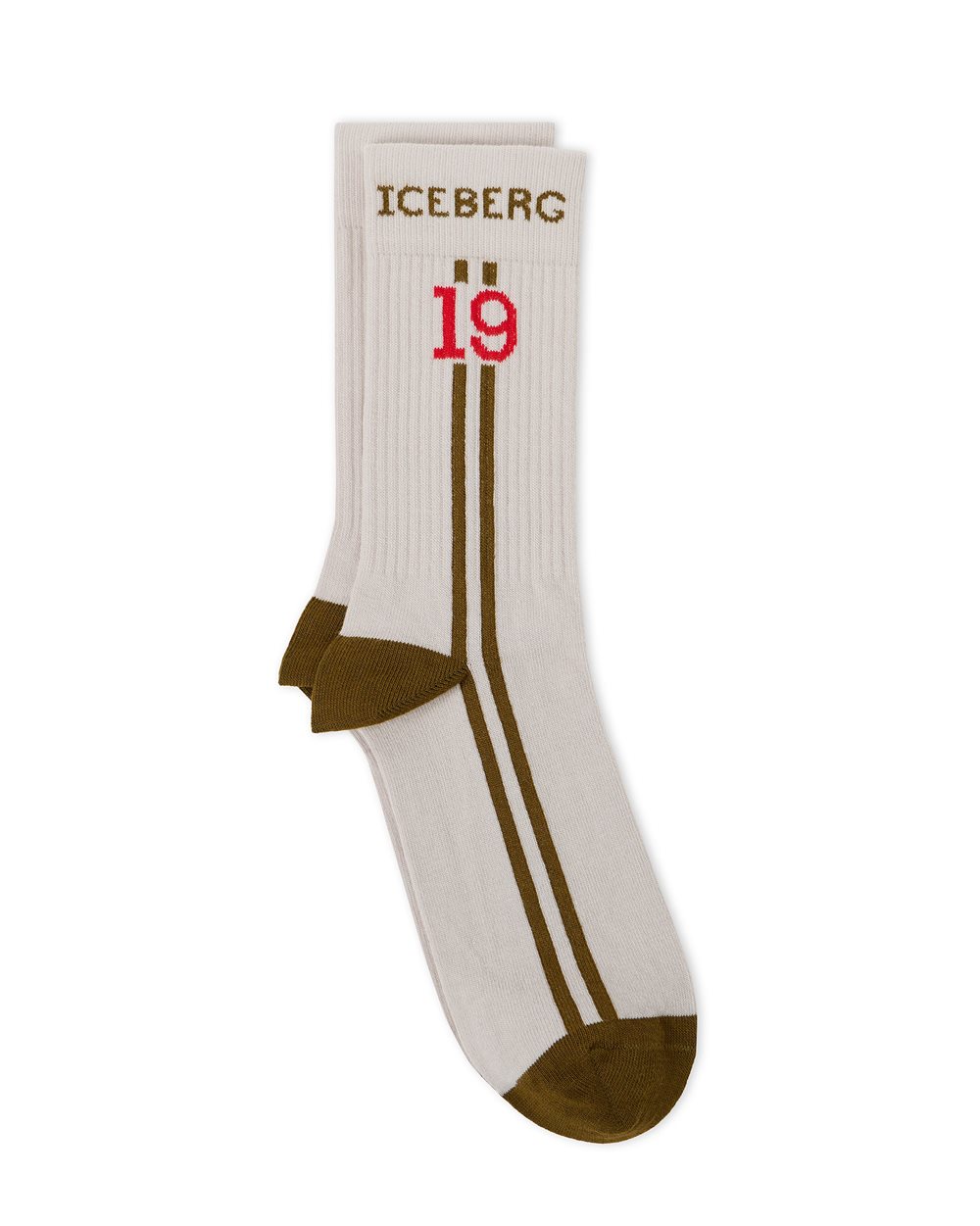 Dusty-colored cotton sock with Iceberg logo and jacquard stripes - Iceberg - Official Website