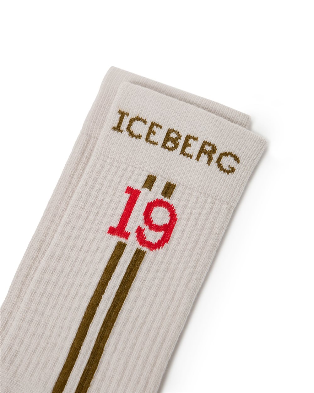 Dusty-colored cotton sock with Iceberg logo and jacquard stripes - Iceberg - Official Website