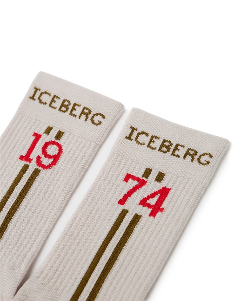 Dusty-colored cotton sock with Iceberg logo and jacquard stripes - Iceberg - Official Website
