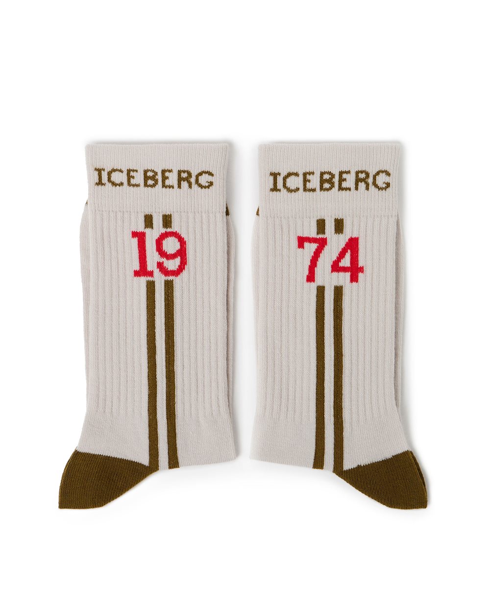 Dusty-colored cotton sock with Iceberg logo and jacquard stripes - Iceberg - Official Website