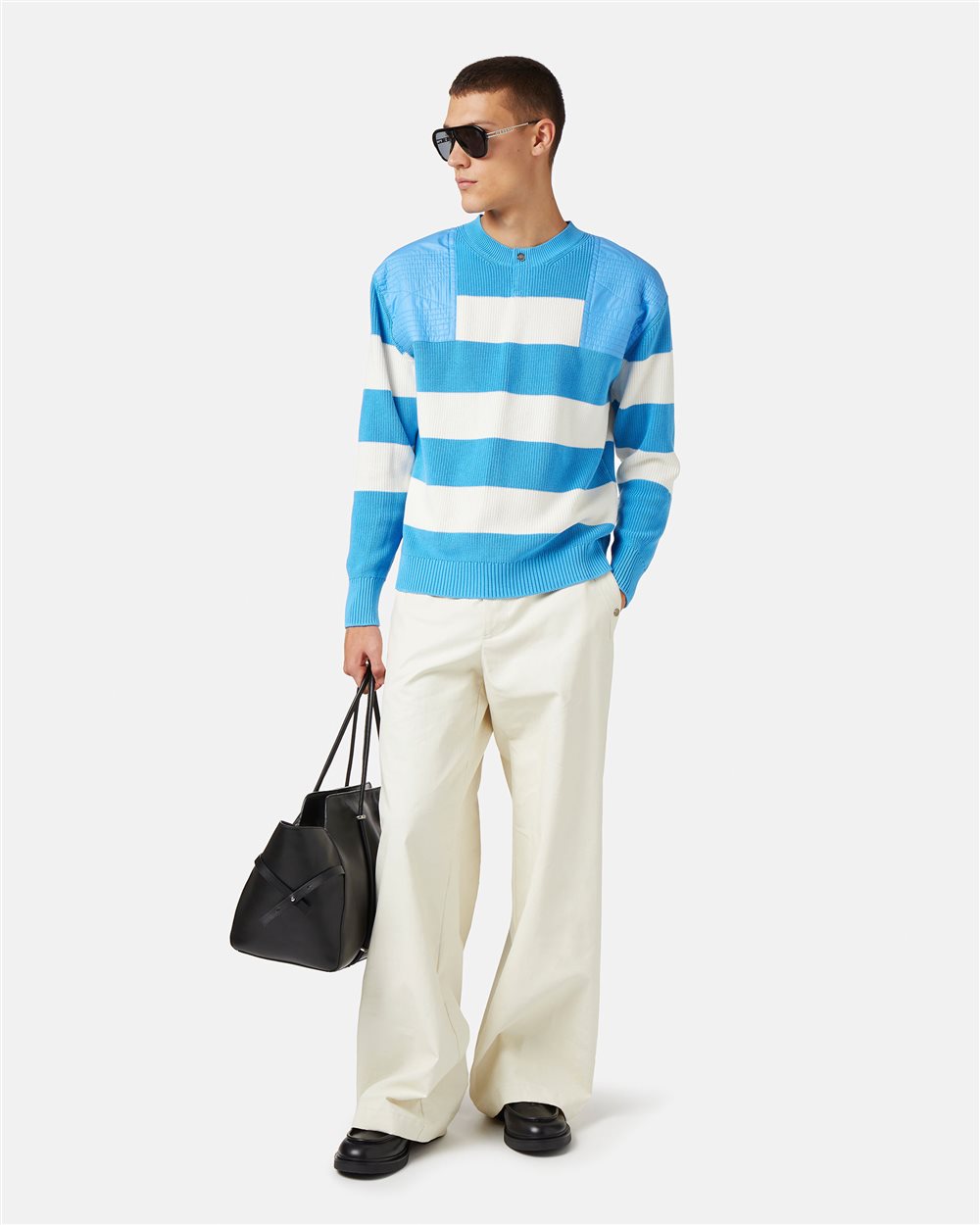 Long-sleeved crew neck sweater with horizontal stripes - Iceberg - Official Website