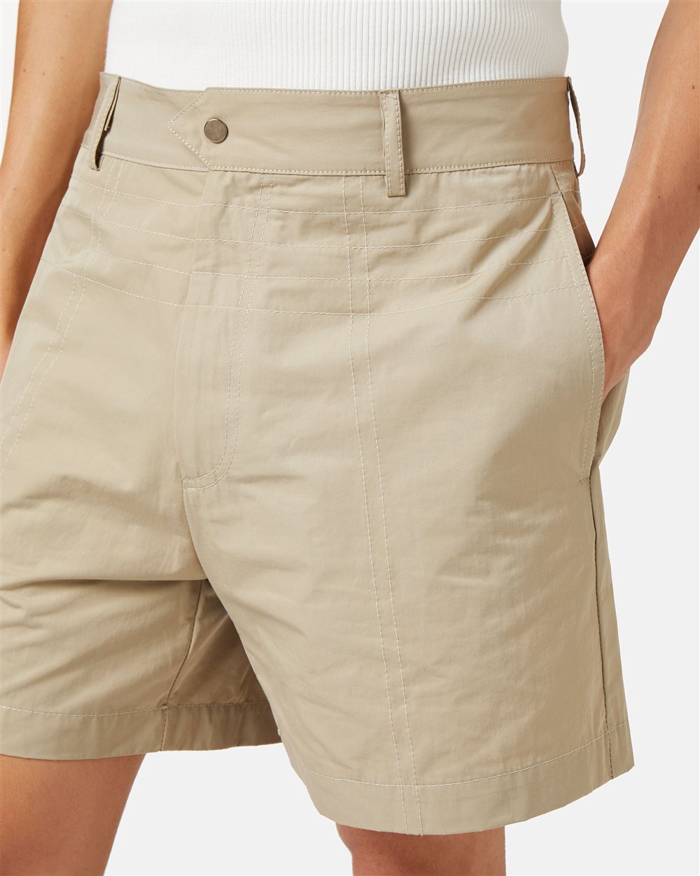 Mud-colored regular-fit Bermuda shorts in technical nylon - Iceberg - Official Website