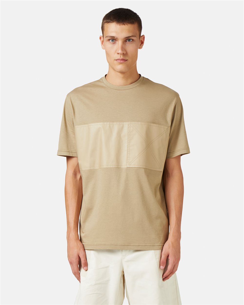 Mud-colored crew neck T-shirt with tone-on-tone detail - Iceberg - Official Website