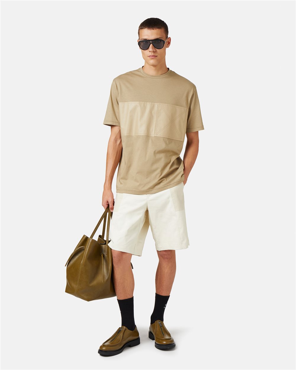 Mud-colored crew neck T-shirt with tone-on-tone detail - Iceberg - Official Website