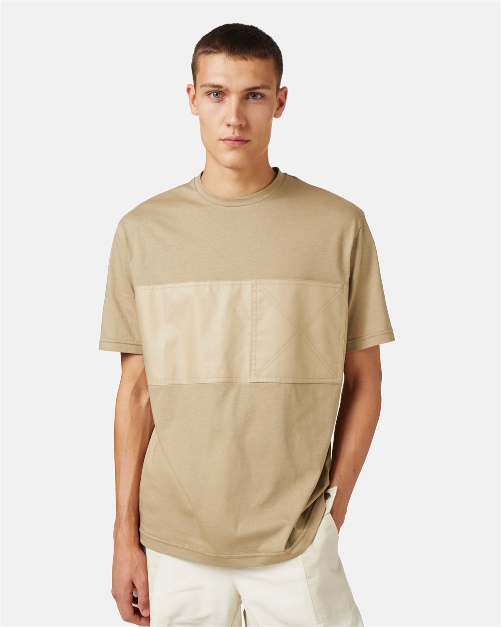 Mud-colored crew neck T-shirt with tone-on-tone detail - Iceberg - Official Website