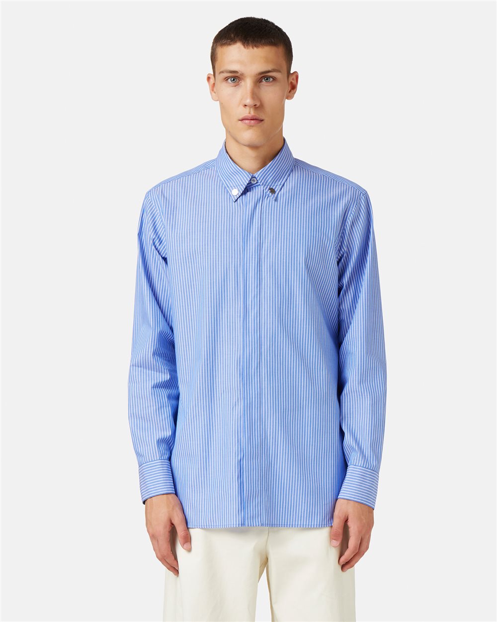 Blue and White Striped Cotton Shirt - Iceberg - Official Website
